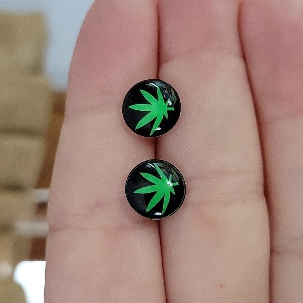 420 Cannabis Leaf Stud Earrings